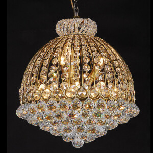Lustra metal aurie sticla transparenta 48x55/180 cm