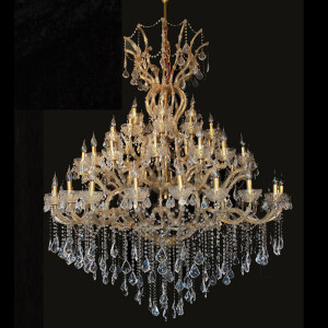 Candelabru metal auriu sticla transparenta 170x200/270 cm