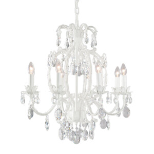 Candelabru metal alb sticla transparenta 70x70 cm
