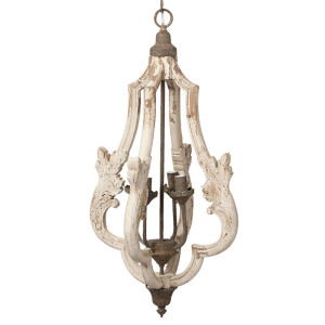 Lustra fier maro lemn alb antichizat 40x79 cm
