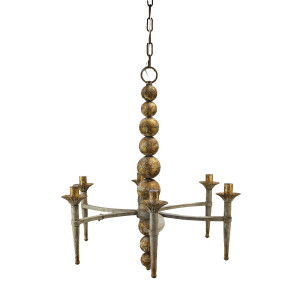 Candelabru fier lemn bej auriu 69x61x79 cm