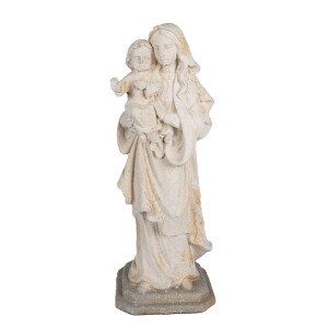 Figurina Fecioara Maria si Pruncul Isus ceramica bej 22x17x55 cm