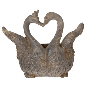 Ghiveci flori ceramica gri Lebede 49x27x37 cm
