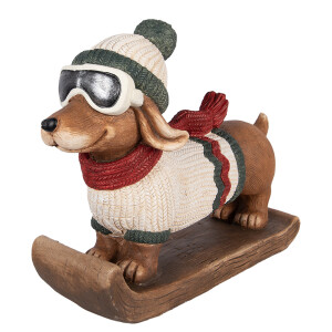 Figurina Catelus Craciun ceramica multicolora  51x17x37 cm