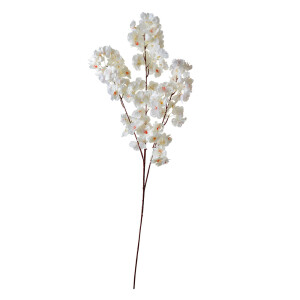 Set 3 crengute flori Piersic artificiale alb maro 20x10x106 cm