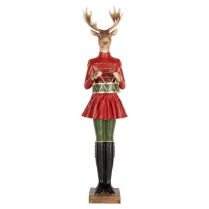 Figurina Ren Craciun polirasina multicolora 23x19x77 cm