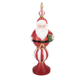 Figurina Mos Craciun polirasina multicolora cu leduri 19x16x57 cm