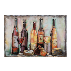 Tablou decorativ metal multicolor Wine 120x6x80 cm