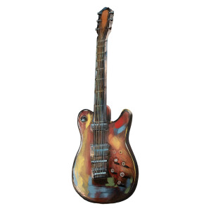 Decoratiune Chitara suspendabila metal multicolor 28x2x83 cm