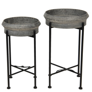 Set 2 suporturi flori fier negru gri 40x68 cm, 35x61 cm