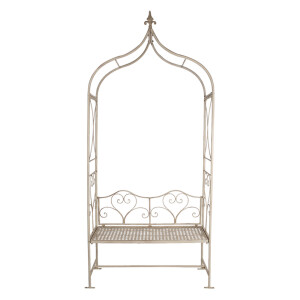 Banca gradina cu pergola flori fier alb 108x41x239 cm