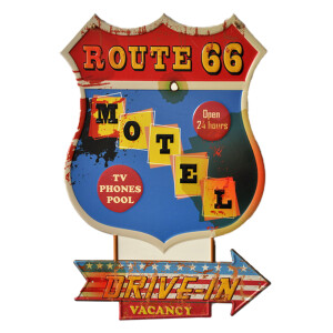 Decoratiune Route 66 suspendabila metal 43x1x63 cm