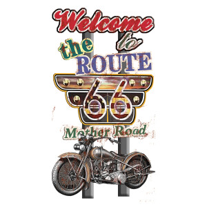 Decoratiune Route 66 suspendabila metal 42x1x79 cm