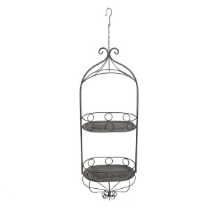 Suport ghivece flori fier gri 33x20x87/107 cm