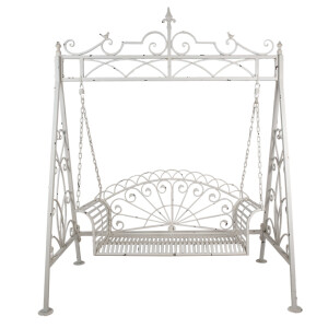 Balansoar gradina fier alb antichizat 173x96x213 cm