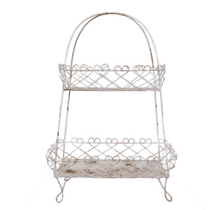 Raft 2 cosuri fier alb vintage 47x24x66 cm