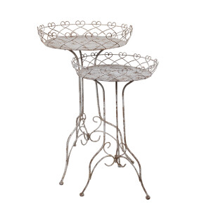 Set 2 suporturi flori fier alb maro 52x84cm, 42x66 cm