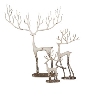 Set 3 figurine Reni fier alb antichizat 51x11x64 cm, 23x7x43 cm, 16x6x28 cm