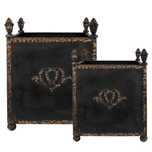 Set ghivece metal negru maro 42x42x51 cm, 32x32x41 cm