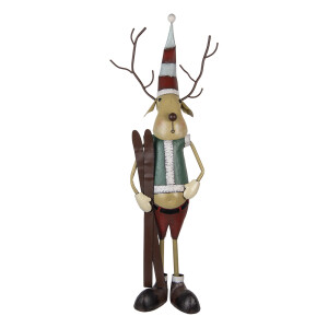 Figurina Ren Craciun metal multicolor 48x28x126 cm