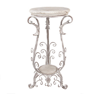 Masuta lemn metal alb maro 40x40x75 cm