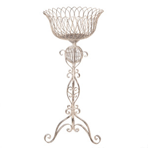 Suport ghiveci flori metal bej vintage Ø 39x85 cm