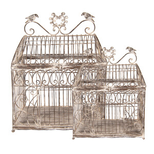 Set 2 colivii decorative metal maro 43x29x56 cm, 35x25x41 cm