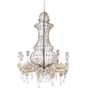 Suport lumanari metal bej vintage Ø 69x93/137 cm