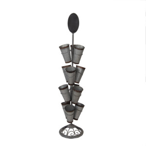Suport ghivece flori metal gri maro Ø 36x165 cm
