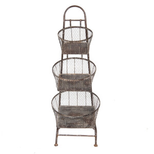 Raft cu 3 cosuri metal maro 43x43x116 cm