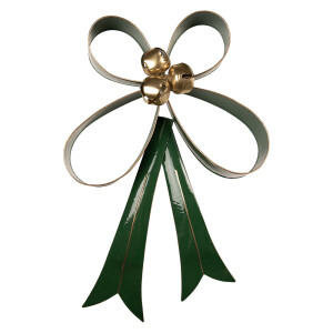 Decoratiune Craciun Fundita metal verde auriu 48x11x70 cm