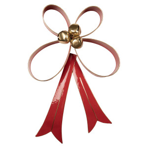 Decoratiune Craciun Fundita metal rosu auriu 37x9x55 cm