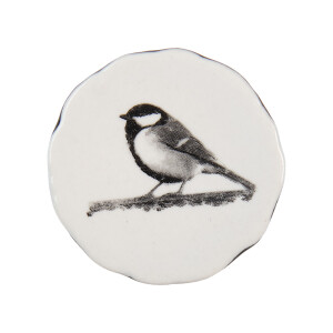 Set 2 butoni mobilier ceramica alba gri Pasare Ø 4x3 cm