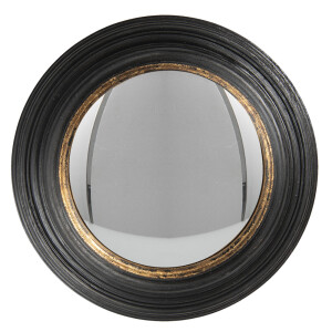 Oglinda perete lemn negru auriu 38x4 cm