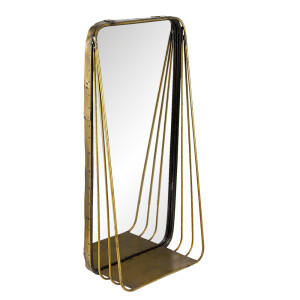 Oglinda perete metal auriu 24x11x49 cm 
