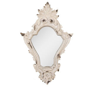 Oglinda perete polirasina alba maro vintage 27x5x42 cm