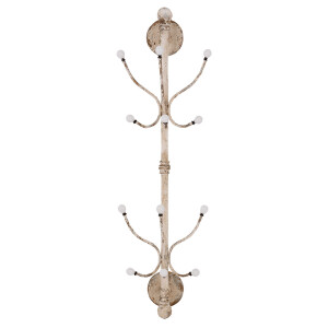 Cuier perete fier bej vintage ceramica alba 28x22x100 cm