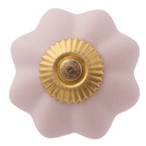 Set 2 butoni mobilier ceramica roz metal auriu Ø 4x3 cm