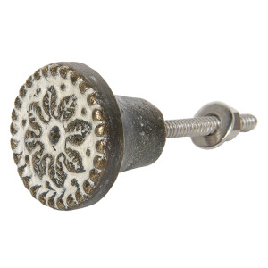 Buton mobilier fier maro alb 3x3 cm