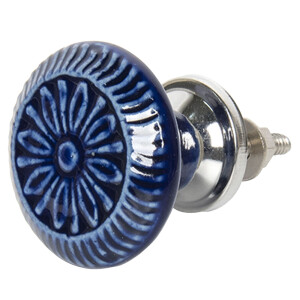 Buton mobila fier ceramica albastra 4 cm
