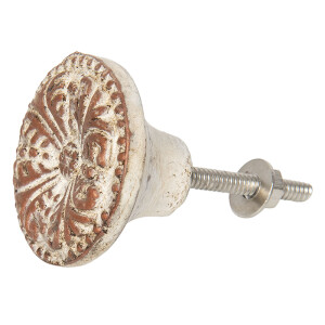 Buton mobilier ceramica bej maro 4x3 cm