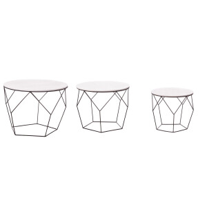 Set 3 masute lemn fier 40 x 36,5, 50 x 40,5, 60 x 45,5 cm