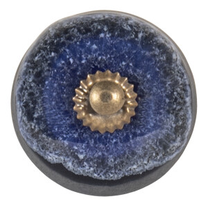 Set 2 butoni mobilier ceramica albastra 4cm