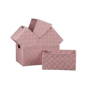 Set 5 cosuri depozitare roz 32x21x16 cm, 34x23x17 cm, 36x25x18 cm, 37x27x19 cm, 40x29x20 cm