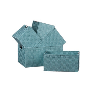 Set 5 cosuri depozitare turcoaz 32x21x16 cm, 34x23x17 cm, 36x25x18 cm, 37x27x19 cm, 40x29x20 cm
