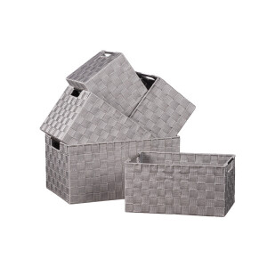Set 5 cosuri depozitare gri 32x21x16 cm, 34x23x17 cm, 36x25x18 cm, 37x27x19 cm, 40x29x20 cm