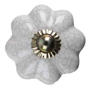Set 2 butoni mobilier ceramica alba metal auriu Ø 4x4 cm