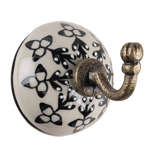 Cuier perete ceramica alba neagra fier cupru Ø 6 x7 cm