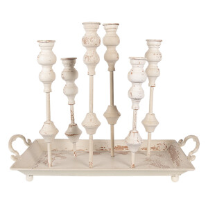 Sfesnice metal mdf alb antichizat 55x26x43 cm 
