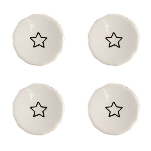 Set 4 butoni mobilier ceramica neagra bej Steluta 4x3/6 cm